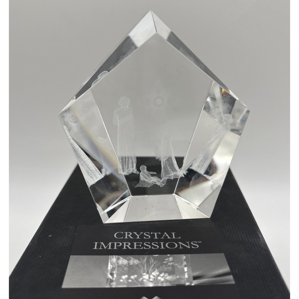 Crystal Glass Paperweight Impressions Nativity New